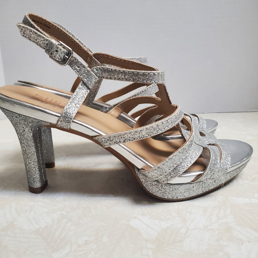 Naturalizer Glittering Silver Strappy Heels